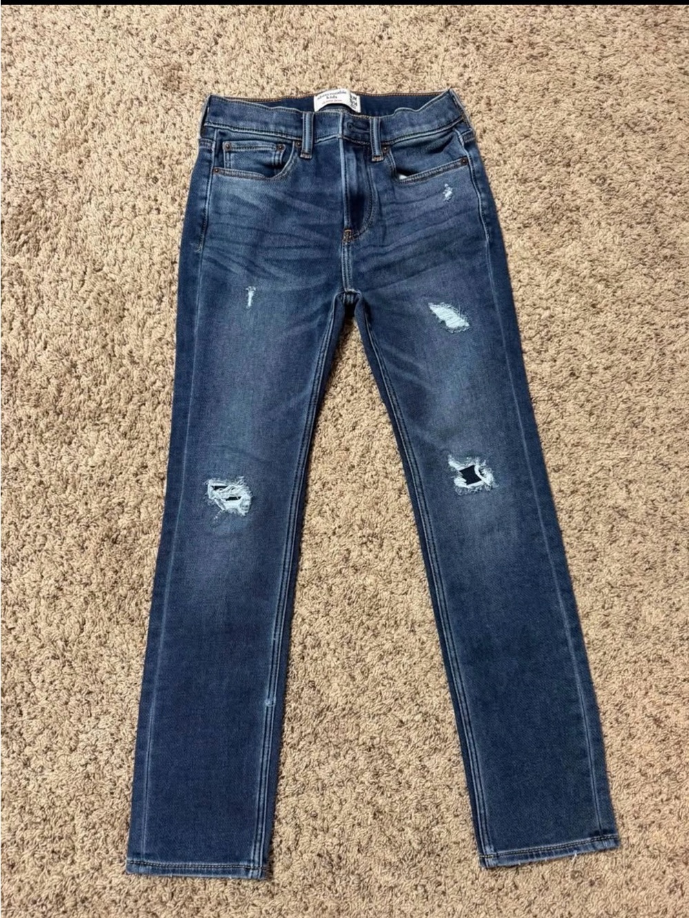 Boys 13/14 abercrombie kids Medium Wash Distressed skinny Jeans